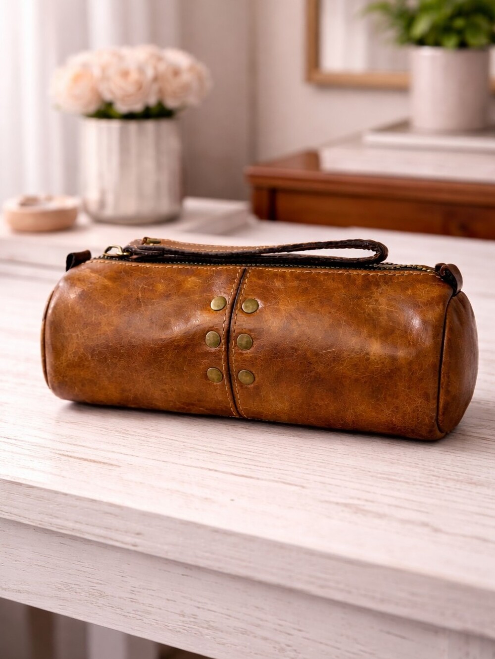 Patricia Nash Tan Leather Wristlet - Like NEW